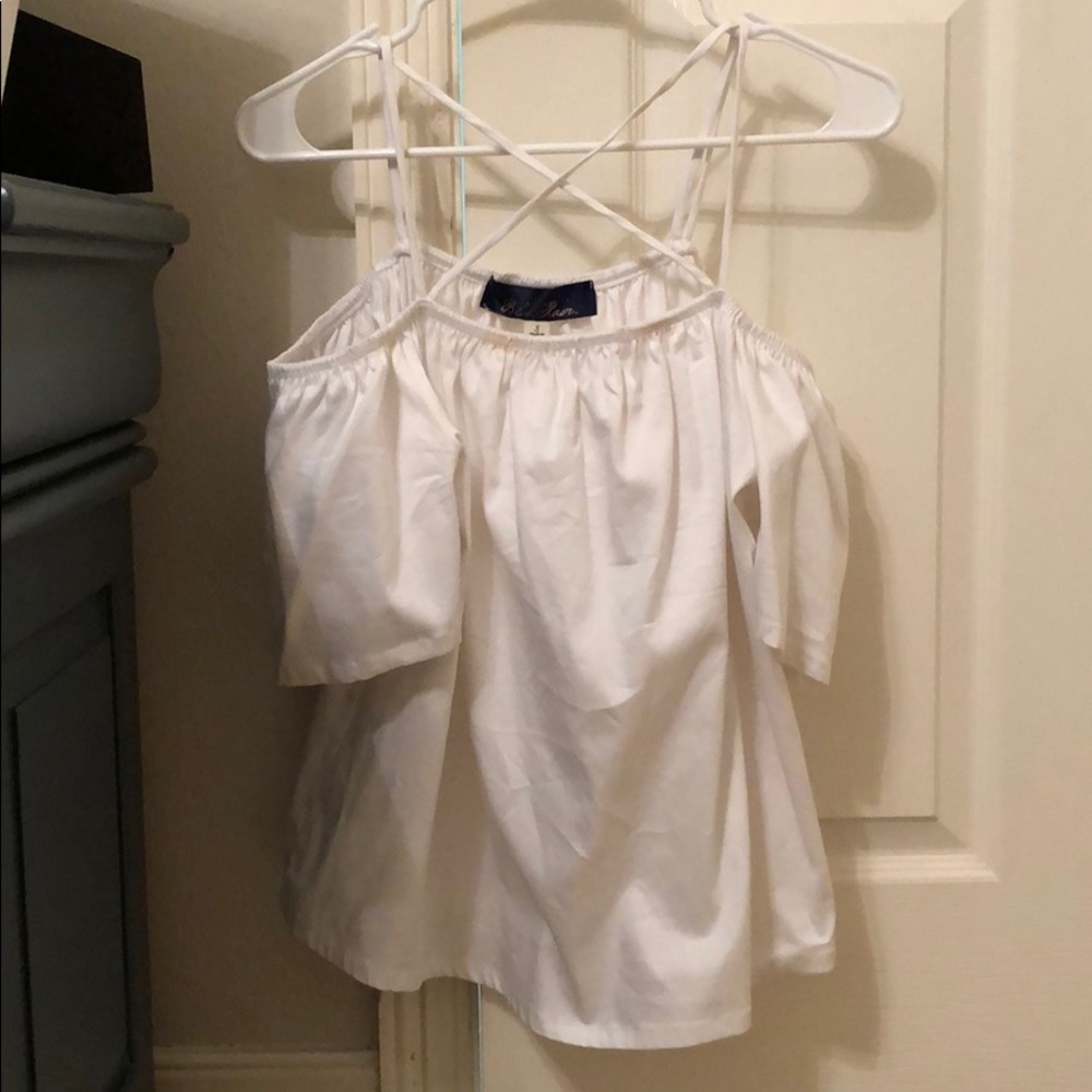 White francescas off the shoulder top with straps